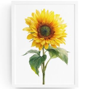 Watercolor Sunflower Wall Art Print, Unframed - Radiant Floral Bliss